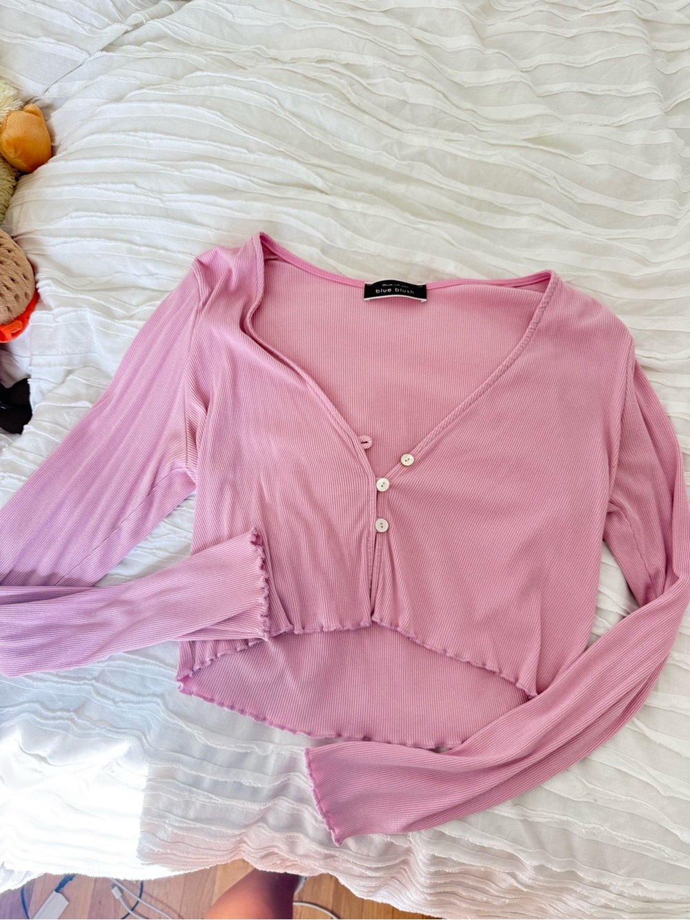 Pink Ruffle Crop Top - Picture 3 of 5